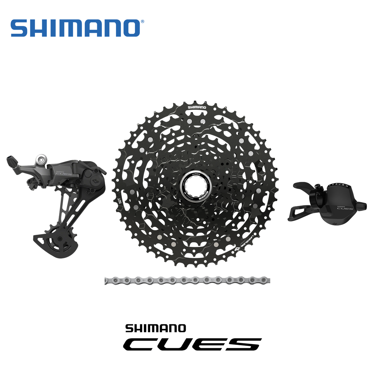 SHIMANO Grupo Cues U6000, 1x11 Velocidades, 11-50T - Kit de Transmisión