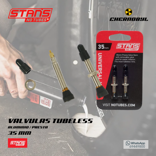 STANS No Tubes Válvulas Presta Tubeless 35mm, Aluminio